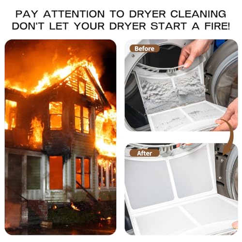 2 Pack Dryer Vent Cleaning Brush Kit: 16.5" Heavy-Duty Lint Removal Tool, Refrigerator Coil & Crevice Cleaner Brush for Stubborn Lint Trap Dust and Pet Hair