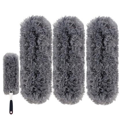 Reusable Microfiber Duster Refills Compatible with OXO & MR.SIGA Duster - Washable Duster for Household Cleaning Dusting Furniture Blind Ceiling Fan - 3Pack Grey(Handle NOT Included - color: Grey 3 Pack