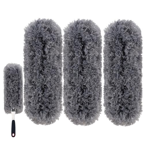 Reusable Microfiber Duster Refills Compatible with OXO & MR.SIGA Duster - Washable Duster for Household Cleaning Dusting Furniture Blind Ceiling Fan - 3Pack Grey(Handle NOT Included - color: Grey 3 Pack