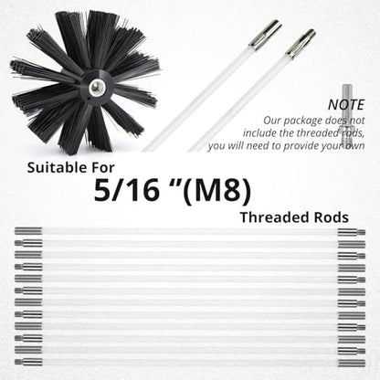 6 Inch Dryer Vent Cleaner Brush Head, Duct Cleaning Brush with 3/8” Hex Shaft Drill Attachment for Dryer Vent Cleaning, Fireplace, Chimney Washing, Compatible with Standard M8 Flexible Rods - size: 6 Inch