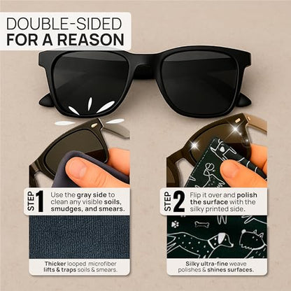 Microfiber Wholesale Quick Cloth Glasses Cleaning Cloths – 5x7, Dogs, 2 Pack with Case | Double-Sided Lens Cleaner for Eyeglasses, Camera, Screens & Glass | Reusable Microfiber Glass Polishing Cloths - color: Dogs, size: 5"x7"