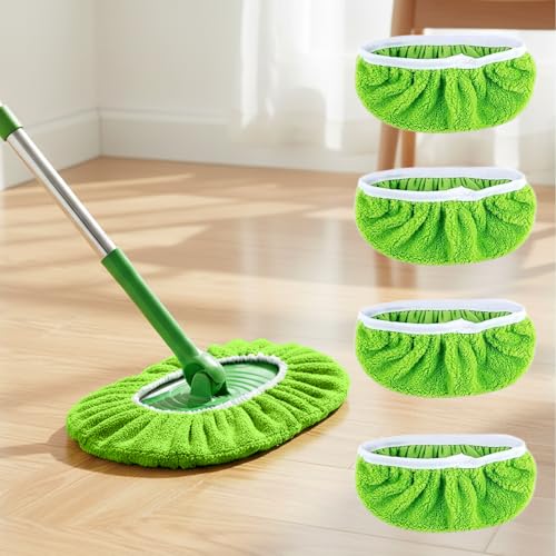 4 Pack Reusable Microfiber Mop Pads - Dry Sweeping Cloths & Wet Mopping Cloths - Washable Wet Pads Refill for Mopping Floors (Mop is not Included), Green - color: Green 4-pack