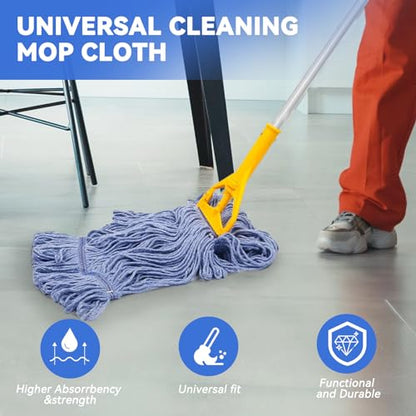 Commercial Heavy Duty Mop Heads Replacement for Rubbermaid: 9 Packs Industrial Wet Mop Head for Floor Cleaning - Commercial Products Looped End String Head Refills - color: 9 Count-blue