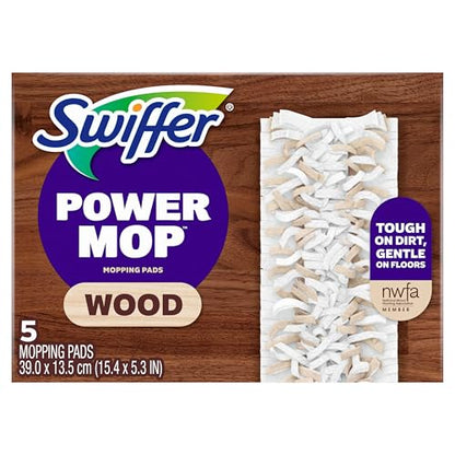 Swiffer PowerMop Wood Mopping Pad Refills for Floor Cleaning, 5 count