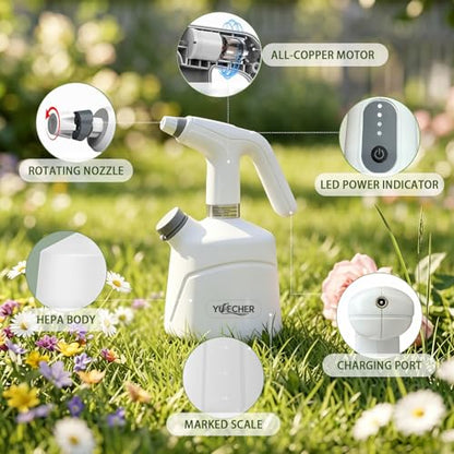 Electric Spray Bottle, 0.5 Gallon Battery Powered Plant Mister with Extended Wand, 2000mAh USB Rechargeable Automatic Garden Sprayer, Adjustable Spout Continuous Water Sprayer for Indoor Houseplants - size: 2L/0.5 Gallon
