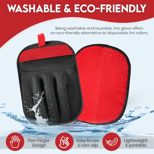 Pet Hair Remover Glove with Silicone Scraper, Reusable Electrostatic Lint & Fur Remover for Dog & Cat Hair on Couch, Carpet, Car Seat, Clothes & Laundry
