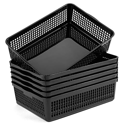 Aebeky A4 Size Plastic Paper Storage Trays,Desktop File Organizer Baskets,6-Packs (Black) - color: Black