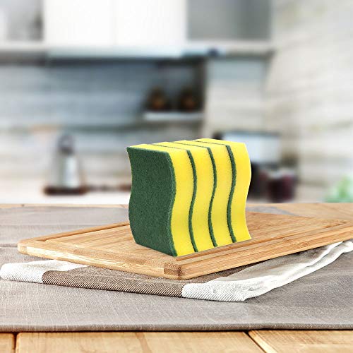 AIDEA Sponges Kitchen, 24 Pack Heavy Duty Dish Sponge, Cleaning Dish Scrubber Sponge for Home and Kitchen, Stink-Free Cleaning Supplies for Pots, Pans - size: 24 Count (Pack of 1), style: Yellow-S Shape