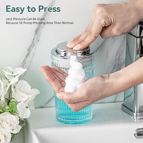 Glass Foaming Soap Dispenser - Foam Hand Soap Dispenser Bathroom, 10 OZ Clear Refillable Liquid Dispenser for Kitchen Dish Dispenser Foam Pump Silver - color: Silver Foam Pump, size: 10 OZ