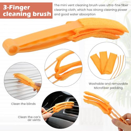 5Pcs Window Blind Cleaning Set, Washable 7 Fingers Duster Brush Dusting Cleaner Tool, Blinds Air Conditioner Keyboard Fan Duster Dirt Housekeeping Tool(Yellow,Size:6.3inch)