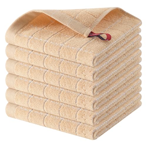 Homaxy 100% Cotton Terry Kitchen Dish Cloths, Ultra Soft and Absorbent Dish Towels for Kitchen, Suitable for Drying and Washing Dishes, 6 Pack, 12 x 12 Inches, Apricot - color: Apricot, size: 12 X 12 - 6 Pack