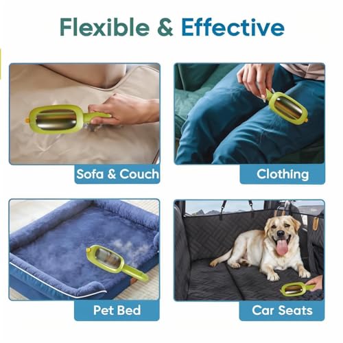 Lint and pet Hair Remover,Pet Hair Removal Glove,Clothe Hair Remover Roller,Reusable Lint Roller for Clothes,Pet Hair Remover for Clothes, Lint Brushes for Clothes(Green) - color: Green