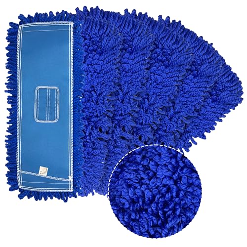 KLEEN HANDLER 6 Pack of 18 Inch Microfiber Dust Mop, Large Washable Commercial Mop Head Replacement, Sweeper, Janitorial Dust Mops, Blue - color: Blue - 18 Inch, size: 6 Pack