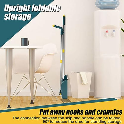 4Pcs Broom and Dustpan Set with Floor Squeegee Rectangular Brush Retractable Upright Broom Dustpan Squeegee Rectangular Brush Combo Set with Long Stainless Steel Handle for Living Room Kitchen Office
