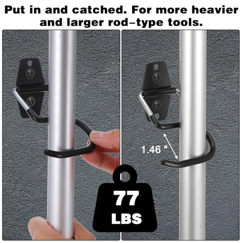 18 Pack Broom Holder Wall Mount - Tool Hangers Garage Wall Hanging Organizer - Heavy Duty Metal Large S Hooks for Mop Shovel Rake Shed Garden Lawn Yard Handle Tools Organization (Black)