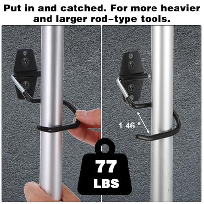 18 Pack Broom Holder Wall Mount - Tool Hangers Garage Wall Hanging Organizer - Heavy Duty Metal Large S Hooks for Mop Shovel Rake Shed Garden Lawn Yard Handle Tools Organization (Black)