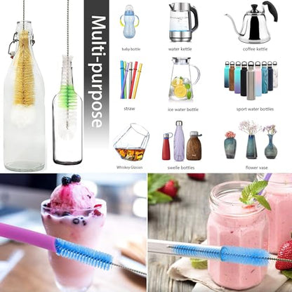 Hookah Cleaning Kit,Bottle Brush Set 8 Premium Cleaning Brushes Kit for Shisha Cleaning Water Bottle,Teapot Narrow Neck Glass Containers Hard-to-Reach Items