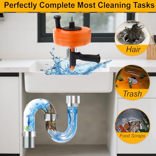 Drain Auger 50FT, Drain Snake with Drill Adapter, Plumbing Snake Clog Remover Use Manually or Powered for Kitchen, Bathtub and Shower Drains