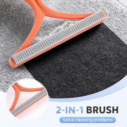 Pet Hair Removal Tool, Portable Fur Remover Brush & Carpet Scraper Rake, Dog & Cat Hair Remover for Couch, Carpet, Car Mats, Pet Bed & Furniture (Green) - color: Green
