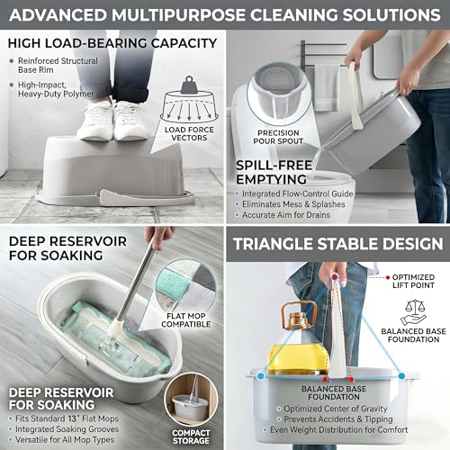 Haundry 4.5 Gallon Cleaning Bucket, Good Grips Household Mop Bucket for Cleaning Supplies, Cleaning Caddy Organizer Basket with Handle, 17.1L, White - color: White
