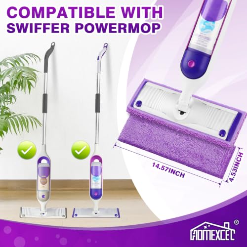 HOMEXCEL Reusable Microfiber Mop Pads for Swiffer PowerMop 8 Pack, Power Mop Pads Refills for 13 ''-15 '' Spray Mop, Machine Washable Pad Replacement for Multi-Surface Floor Cleaning