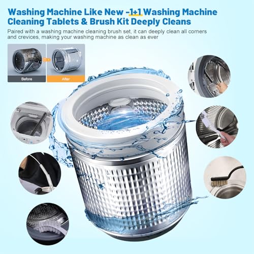 Washing Machine Cleaner, Washer Machine Cleaner Tablets 15 Pcs + Dryer Vent Cleaner Kit 12 Pack, Crevice Cleaning Brush for Bathroom, Shower & Kitchen, All-in-One Multi-Surface Scrubbing Brushes - color: Green 27 Pack