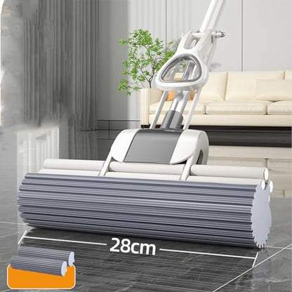 Sponge Mop, Lightweight Roller Sponge Mop, Hand Freely Multifunctional Squeeze Roller Mop for Kitchen Bathroom Tiles