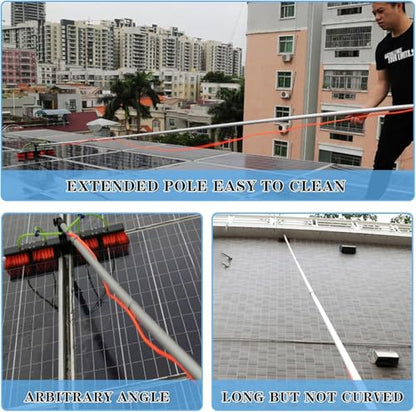 Water Fed Pole Kit Adjustable Solar Panel Cleaning Kit Cleaner Tool for Window Glass Roof Outdoor Glass Brush Window Washing Equipment (37FT) - size: 37FT
