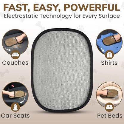 KEYVOZ Pet Hair Removal Glove for Cats and Dogs, Electrostatic Magic Brush Pet Hair Remover for Dog Couch, Available in Blue, Purple, Pink, Brown- Perfect for Pet Owners (Brown) - color: Brown