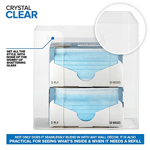 Stock Your Home Double Acrylic Gloves Dispenser (2 Pack) Tissue Box Shelf, Glove Holder Wall Mount, For Kitchen, Cleaning Closet, Exam, Office - size: 2 Count, style: Double Stack