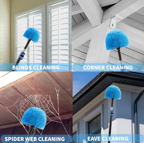3 Pack Screw on Webster Cobweb Duster Head for Pole,Spider Web Remover Brush, Cobweb Duster Head Attachment,Fits Standard 3/4 inch Threaded Poles (3, Blue) - color: Blue