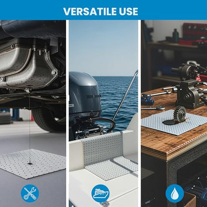 Oil Absorbent Pads – Heavy-Duty 15"x18" & 7.5"x18" Meltblown Polypropylene Mats | Tear-Resistant, Hydrophobic, Reusable, Fast Oil Cleanup for Automotive, Marine & Industrial Use (100, 7.5in x 18in) - size: 7.5in x 18in
