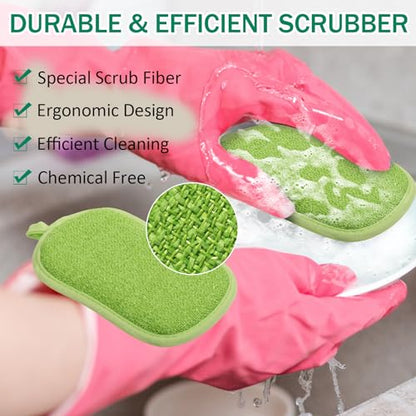 24 Pack Multi Purpose Scrub Sponges Non Scratch Microfiber Sponge Cleaning Dish Scrubber Reusable Dish Sponges for Washing Dishes Along with Heavy Duty Scouring Power (Green) - color: Green