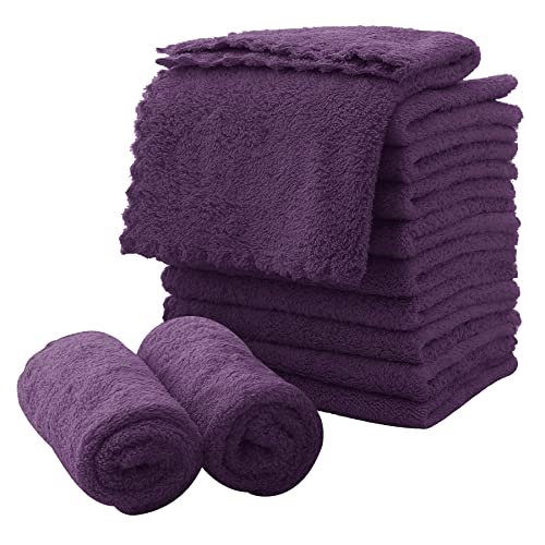 MOONQUEEN Microfiber Facial Cloths Fast Drying Washcloth 12 Pack - Premium Soft Makeup Remover Cloths - Grape Purple - color: Grape Purple, size: 12x12 Inch (Pack of 12)