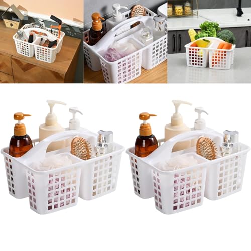 Portable Shower Caddy Basket,Convenient Cleaning Supplies Organizer with Compartments and Handle,Ideal for Bathroom, Bedroom, Kitchen, College Dorm,Garden,etc.white-2 Pcs - color: whiteP2