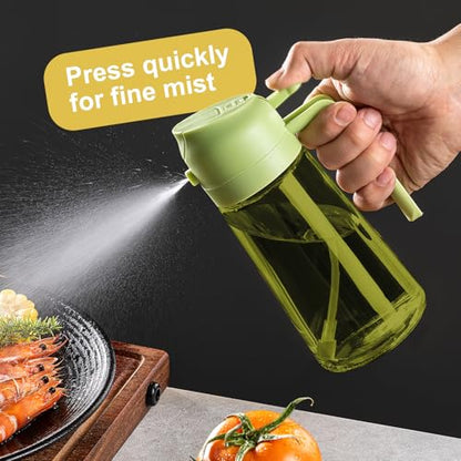 CXINYI - 16oz/470ml Olive Oil Dispenser for Kitchen with Stickers - 2 in 1 Olive Oil Sprayer for Cooking, Air Fryer, and Salad, Green (Light-Proof Kitchen Gadget) - color: Green-02