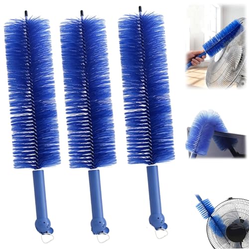 Fan Cleaning Brush Bendable Cobweb Duster Cobweb Duster, Bendable Fan Duster, Plastic Fan Cleaner Brush, Microfiber Head Dusting Brush (Blue-3PCS) - color: Blue-3pcs
