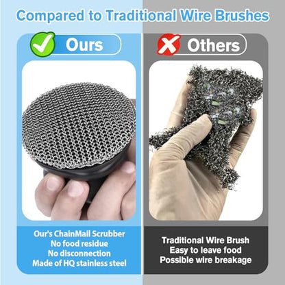 Cast Iron Scrubber and Scraper, Chain Mail Scrubber Cast Iron for Cleaning Dishes, Stock Pots, Pans, Griddles, Grills, Dish Scouring Pads - color: Black Fine Mesh