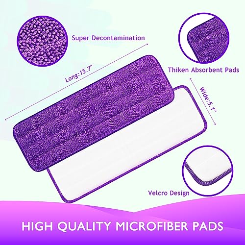 Reusable Power Mop Refills Pads Compatible with Swiffer PowerMop Mop - Microfiber Power Mop Pads Refill for 13 ''-15 '' Spray Mop- Washable Pads for Multi-Surface Floor Cleaning, 4 Pack - color: 4 Pack (Purple)