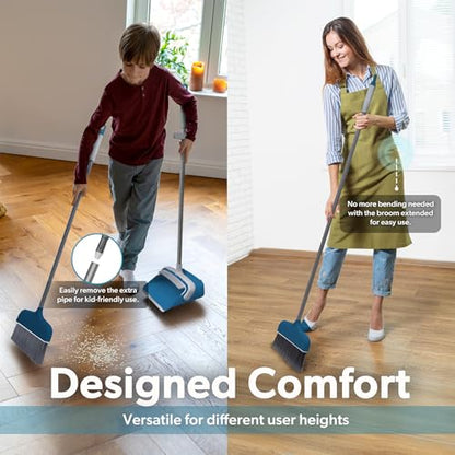 BLACK+DECKER Butler Broom & Dustpan Set - Stand-Up Design - Lightweight, Space-Saving Combo for Kitchen, Living Room, Bathroom, Lobby Floors - Home Cleaning Essential, Ocean Blue - size: Ocean Blue Butler Broom & Dustpan