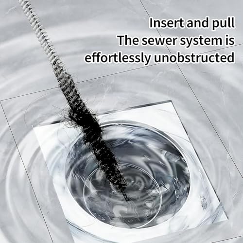 Drain Cleaning Brush for Sink & Sewer, Flexible Long Pipe Cleaner with Nylon Bristles, Hair Clog Remover Tool for Bathroom, Kitchen Sink, Tub, Shower & Overflow Drain