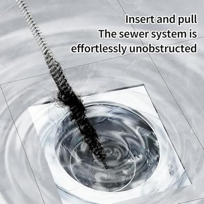 Drain Cleaning Brush for Sink & Sewer, Flexible Long Pipe Cleaner with Nylon Bristles, Hair Clog Remover Tool for Bathroom, Kitchen Sink, Tub, Shower & Overflow Drain
