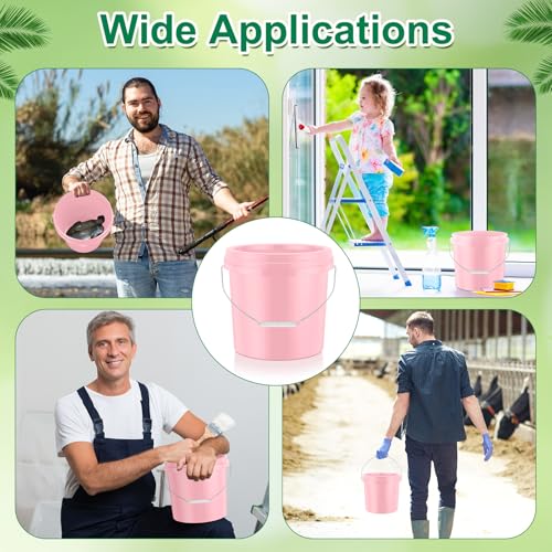 Tioncy 10 Pcs 2 Gallon Plastic Bucket with Lid Heavy Duty 2 Gallon Bucket Pail with Lid Handle for Storage Container Home Household Cleaning (Light Pink) - color: Light Pink