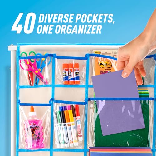 Craft Rolling Cart with Wheels - 40 Pocket Craft Storage Organizer for Kids