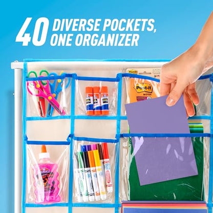 Craft Rolling Cart with Wheels - 40 Pocket Craft Storage Organizer for Kids