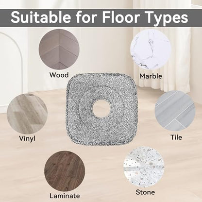 4 Pack Square Reusable Microfiber Mop Pads Fit for True & Tidy Spin Mop, Machine Washable Refill, Super Absorbent and Durable for Deep Cleaning, 9x9 Inch