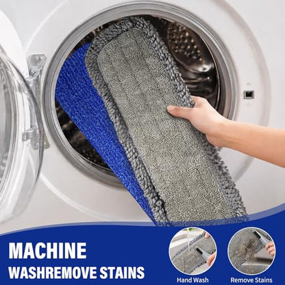 18-Inch Microfiber Mop, Flat Mop for Floor Cleaning with 3 Washable Pads | Stainless steel handle, 3 reusable microfiber pads, wet/dust mopping for hardwood, vinyl, laminate & tile floors