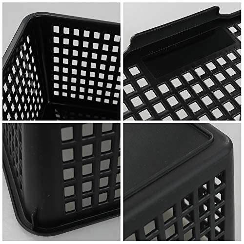 3-pack Plastic Storage Bins Basket For Organizing (Black) - color: Black