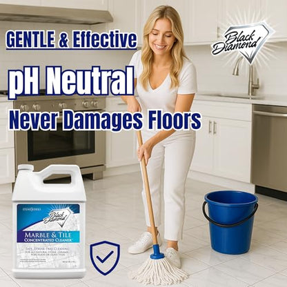 Black Diamond Stoneworks Marble & Tile Floor Cleaner Concentrate, pH Neutral, Streak-Free & No-Rinse Formula for Granite, Travertine, Limestone, Slate, Ceramic & Porcelain Floors (4-Gallons) - size: 128 Fl Oz (Pack of 4)