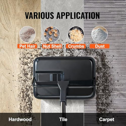 Carpet Sweeper, 7.87 in Sweeping Paths, Floor Sweeper Manual Non Electric, 300 ml Dustbin Capacity with Comb for Home Office Rugs Hardwood Surfaces Wood Floors Laminate, Cleans Dust Pet Hair